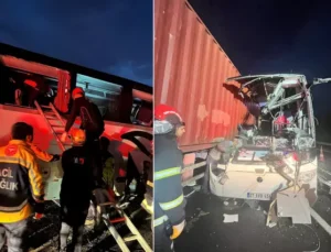 Osmaniye Otoyolda Can Pazarı Tıra Ok Gibi Saplanan Otobüsün Yarısı Yok Oldu