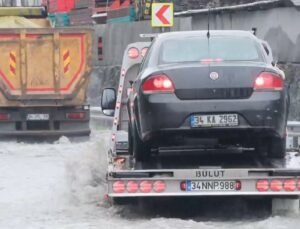 İstanbul – Sarıyer’de yollar göle döndü; sürücüler ilerlemekte güçlük çekti