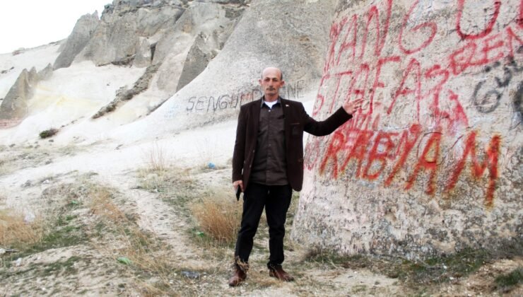 Kayseri’de peribacalarına sprey boyalı tahribat