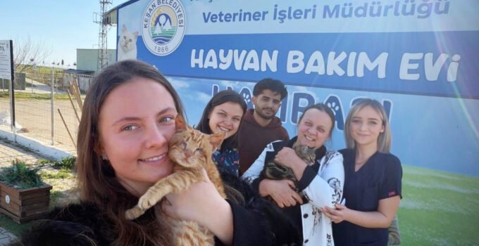 Bakımevinde tedavileri tamamlanan engelli kedileri, anne ve kızı sahiplendi