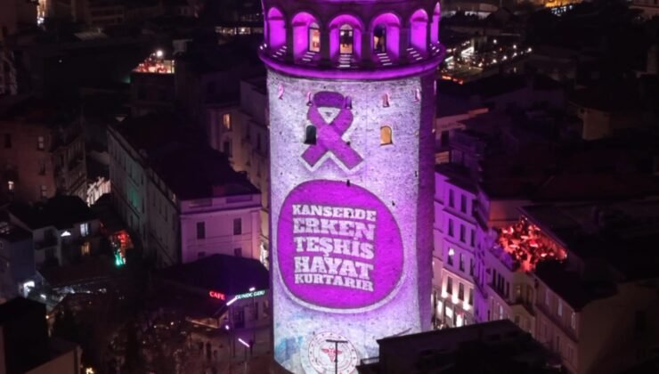 Galata Kulesi farkındalık için mor renge büründü