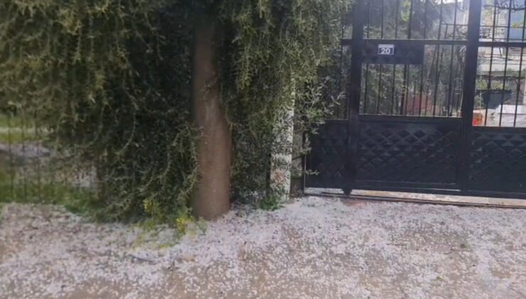 Osmaniye’de sağanak ve dolu yağışı; cadde ve sokaklar beyaza büründü