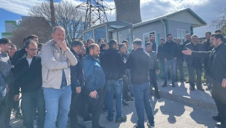 Santral işçileri, ücretsiz izne karşı eylem yaptı